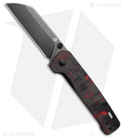 QSP Penguin V2 Liner Lock Knife Red Shred CF + G-10 (3" Black SW)