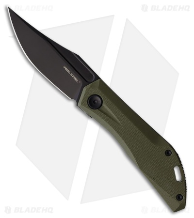 Real Steel Ventus Lite Slip Joint Knife OD Green G-10 (3" Black PVD)