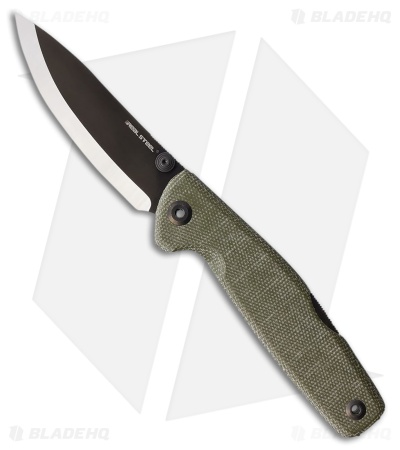 Real Steel Yak Lockback Knife Green Canvas Micarta (3.7
