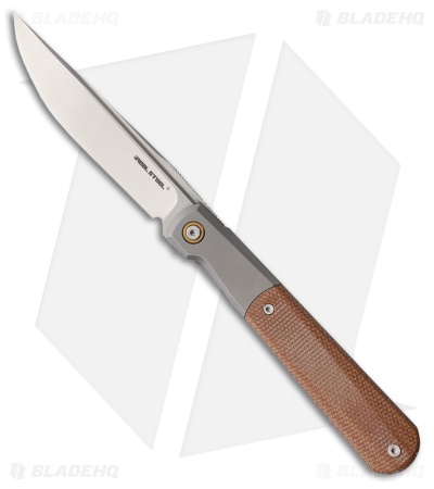 Real Steel Barlow RB-7 Frame Lock Knife Titanium + Natural Micarta (3.3" Satin)