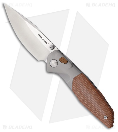 Real Steel Hoeft Button Lock Knife Natural Micarta (3.3" Satin)