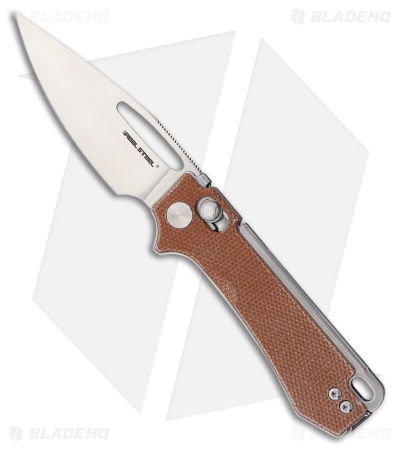 Real Steel Vis Crossbar Lock Knife Natural Canvas Micarta (2.7" Satin)