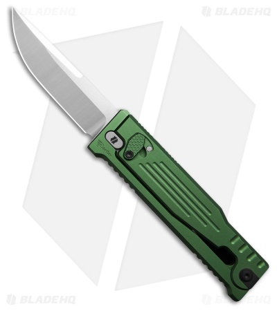 Reate EXO-M Drop Point Gravity Knife Green Aluminum (3.2" Satin Nitro-V) BHQ