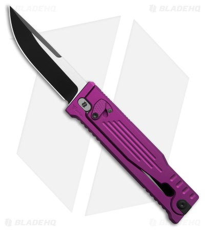 Reate EXO-M Drop Point Gravity Knife Purple Al (3.2" Black PVD Nitro-V) BHQ
