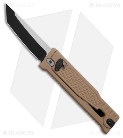 Reate EXO-M Tanto Gravity Knife Tan Frag Aluminum (3.2" Black PVD Elmax)