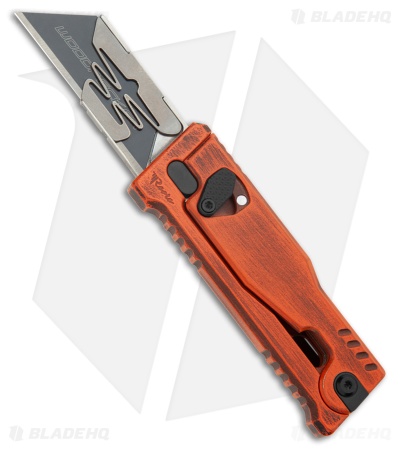 Reate EXO-U Utility Blade Gravity Knife Distressed Orange Al (2.3" Utility)