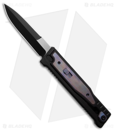 Reate OG EXO D/E Dagger Manual OTF Knife Black Ti/Blue Ti Inlay (3.75" Two-Tone)