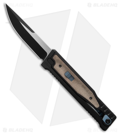 Reate OG EXO Drop Point OTF Knife Black Ti/Green Micarta Inlay (3.75" Two-Tone)