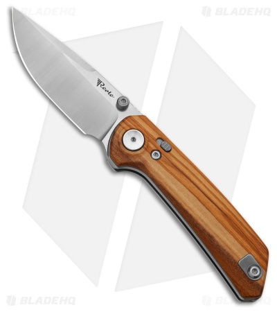Reate PL-XT Pivot Lock Knife Olive Wood (3" Stonewash Nitro-V)