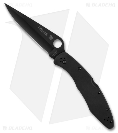 Spyderco Police Lockback Knife Black Stainless Steel (4.1" Black) C07BKP