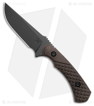 Toor Knives Allied Brauler Fixed Blade Knife Green Linen Micarta (4" Black)