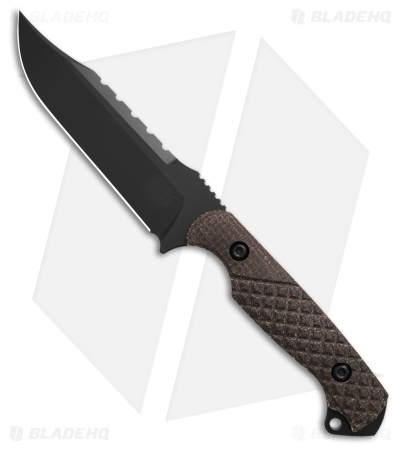 Toor Knives Allied Crewman Fixed Blade Knife Green Linen Micarta (4.6" Black)