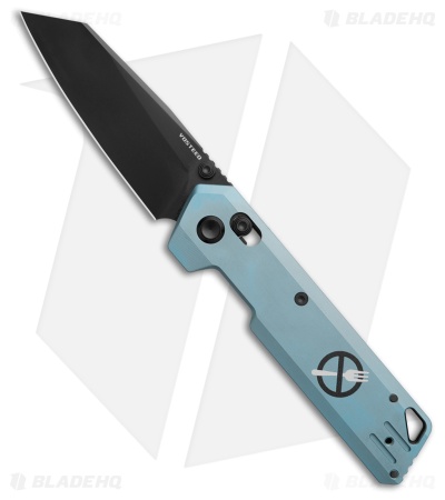 Vosteed Parallel Zero Forks Crossbar Lock Knife Blue Titanium (3" Black)