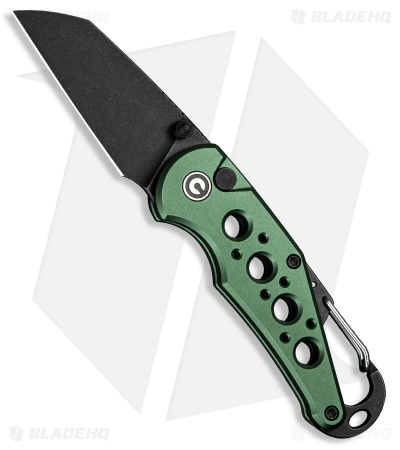 CIVIVI Pragma Wharncliffe Button Lock Knife Green Al (2.2" Black Stonewash)
