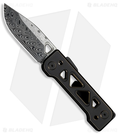 WE Knife Co. Tyro Superlock Knife Black/Gold Ti (2.9" Hakkapella Damasteel)