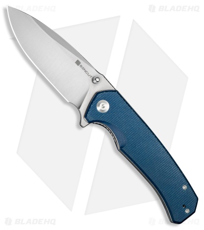 SENCUT Skarnax Liner Lock Knife Blue Canvas Micarta (3.8" Satin)