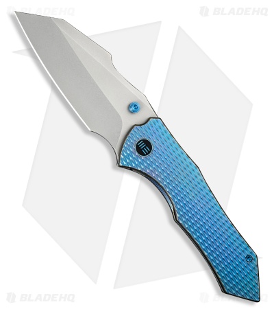 WE Knife Co. High-Fin XL Frame Lock Knife Blue Diamond Titanium (3.5
