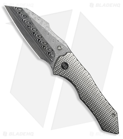 WE Knife Co. High-Fin XL Frame Lock Knife Diamond Ti (3.5" Hakkapella Damasteel)