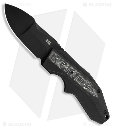 WE Knife Co. Coral Frame Lock Knife Black Ti + Aluminum Foil CF (3" Black SW)