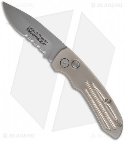 Smith & Wesson Extreme Ops  Automatic Knife Silver Aluminum (3.25" BB Serr)
