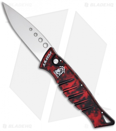 Piranha Amazon Red Automatic Knife (3.45" Mirror Plain)