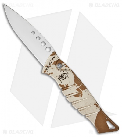 Piranha Amazon Automatic Knife Desert Camo Aluminum (3.45" Polished Plain)