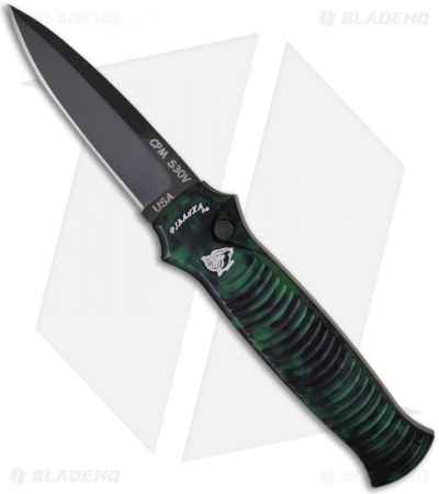 Piranha Bodyguard Automatic Knife Green Tactical (3.3" Black Plain)