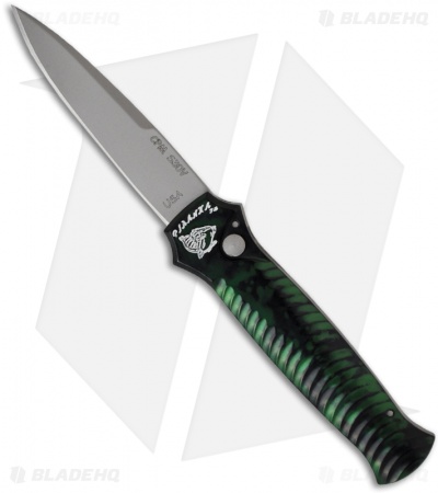 Piranha Mini-Guard Automatic Knife Green Aluminum (2.9" Stonewash Plain)