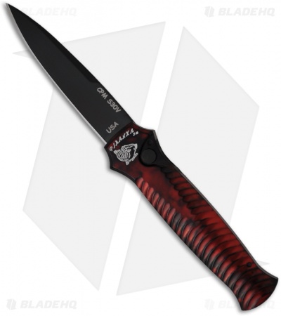 Piranha Mini-Guard Red Tactical Automatic Knife (2.9" Black Plain)