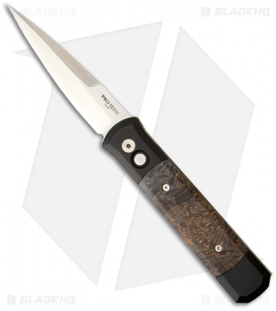 Protech Godfather Automatic Knife Black w/ Black Ash (4" Satin Plain) 906-BA