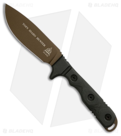 TOPS Idaho Hunter Fixed Blade Knife Black Micarta (4.75" Midnight Bronze) TPTIH0